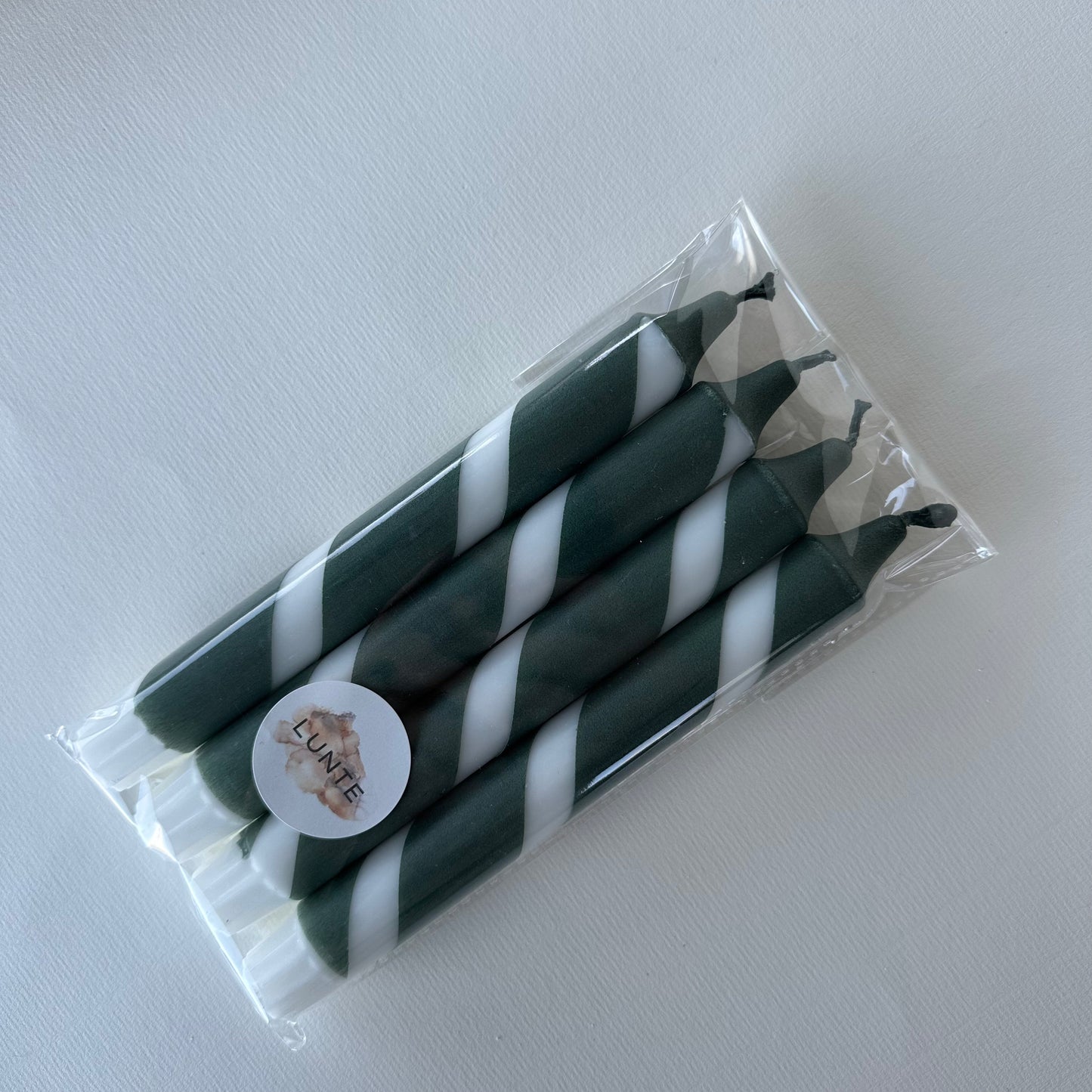 4 pk stearinlys, Grønn/Hvit