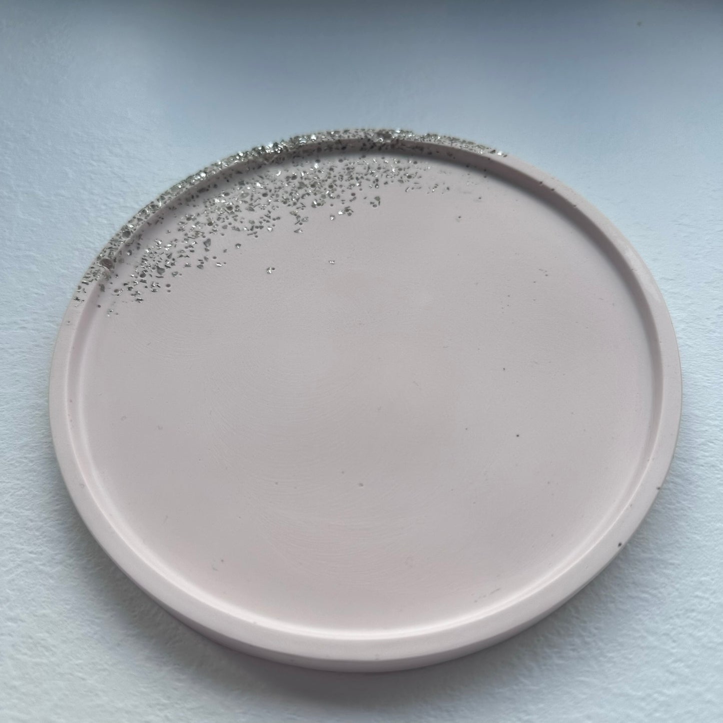 Fat, rundt, Rosa/Sølvglitter