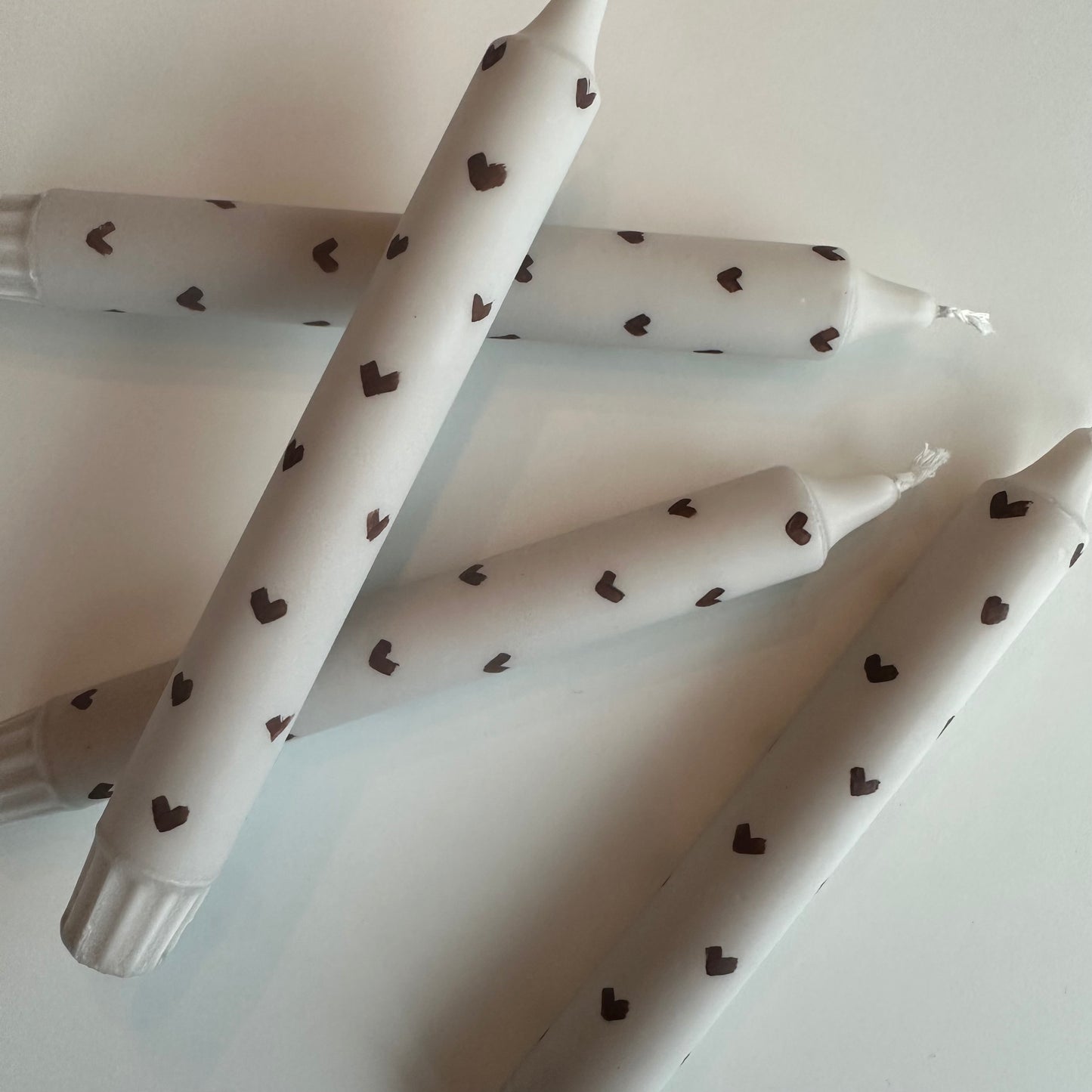 4 pk stearinlys, Beige/Brune Hjerter