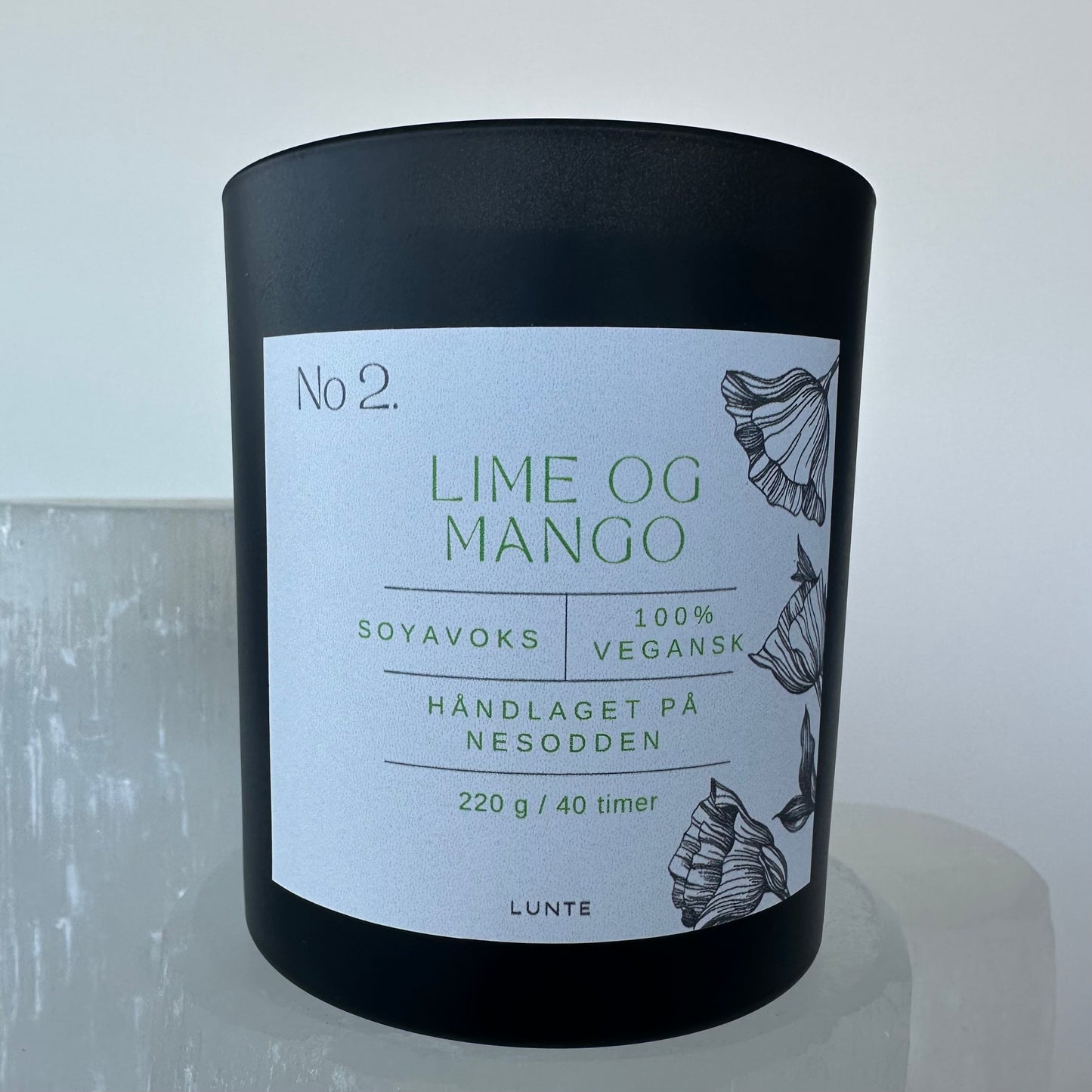 No 2. Lime og Mango - Duftlys i glass (220 g, 40t)