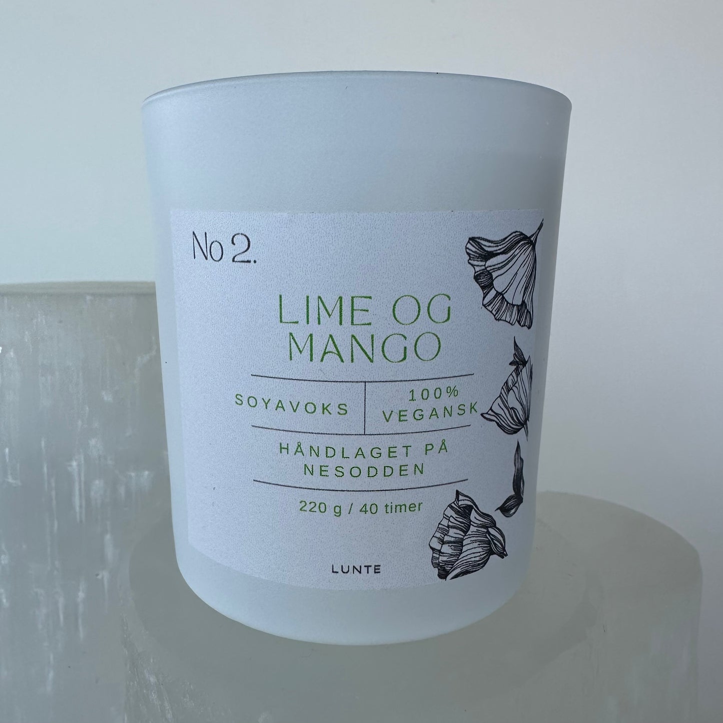 No 2. Lime og Mango - Duftlys i glass (220 g, 40t)