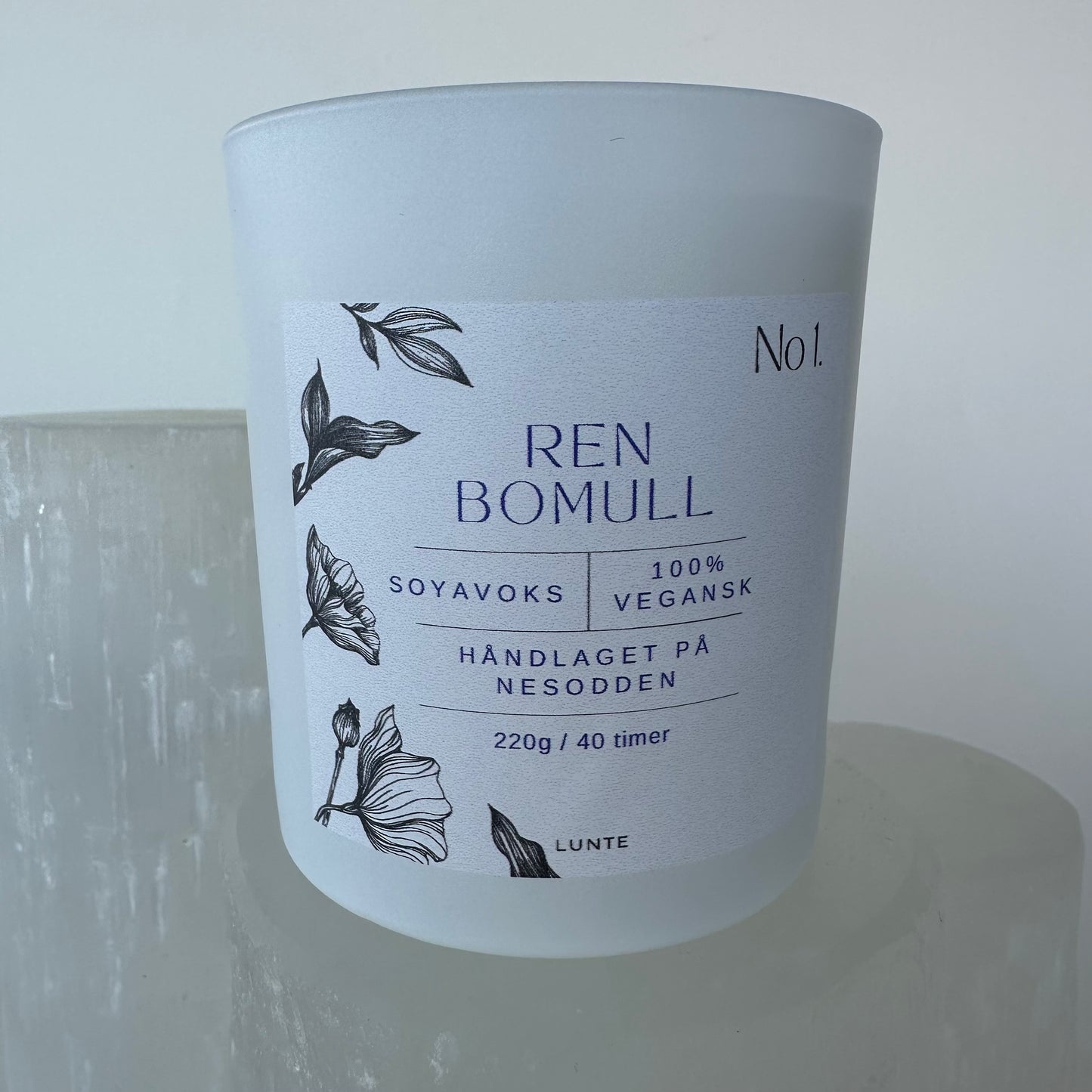 No 1. Ren Bomull - Duftlys i glass (220 g, 40t)