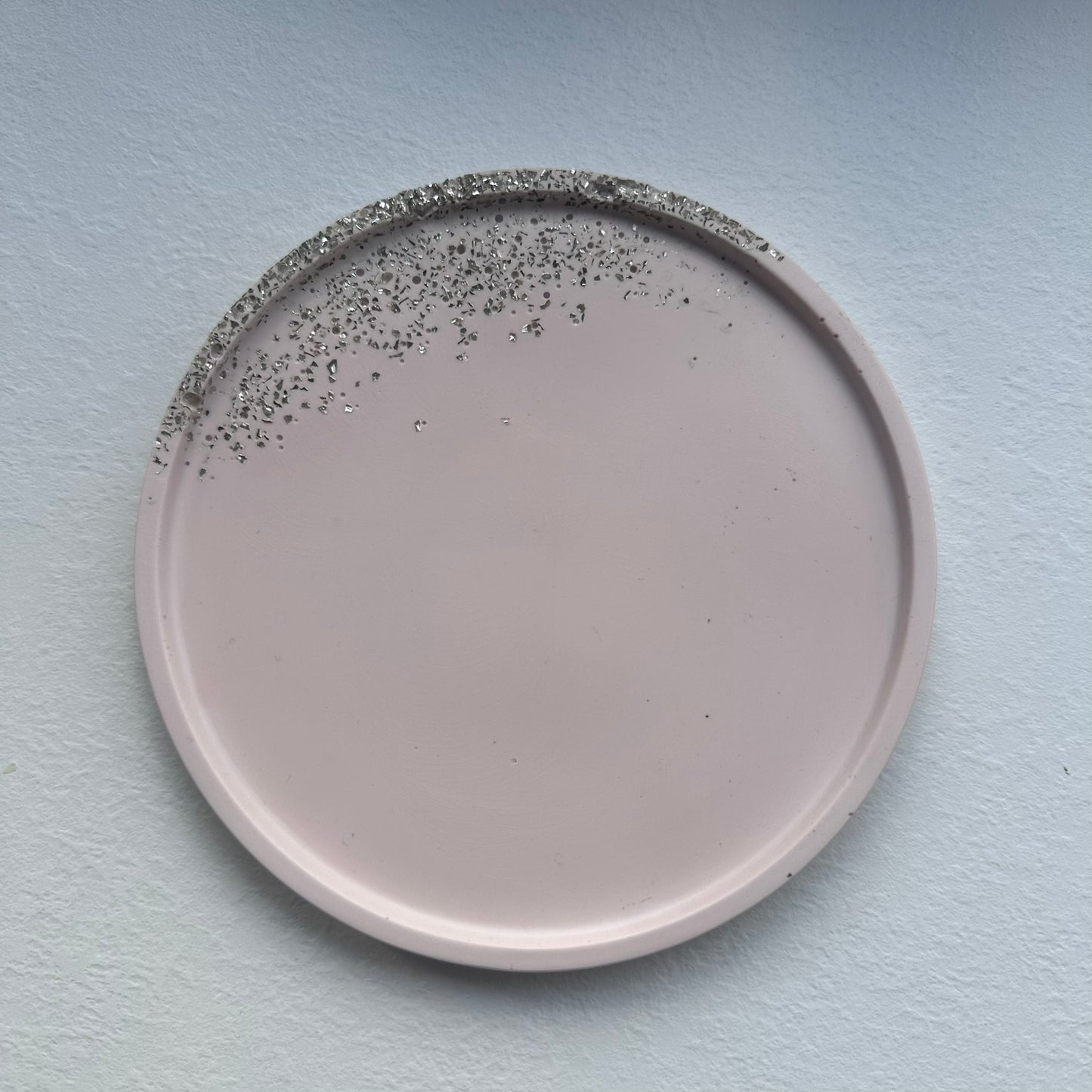 Fat, rundt, Rosa/Sølvglitter