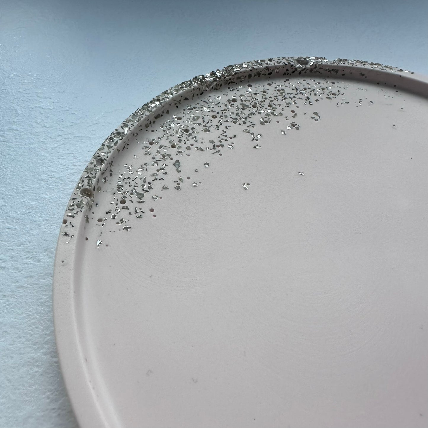 Fat, rundt, Rosa/Sølvglitter