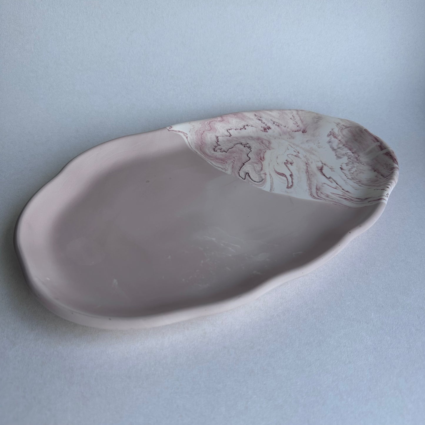 Fat, Stort avlangt, Rosa/Marmorert