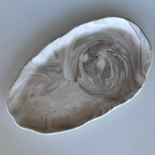 Fat, Stort avlangt, Beige/Marmorert